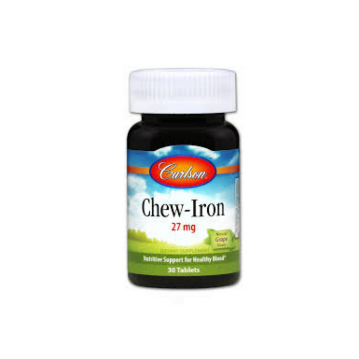 Chew-Iron Natural Grape Flavor 27 mg 30 tablets by Carlson Labs