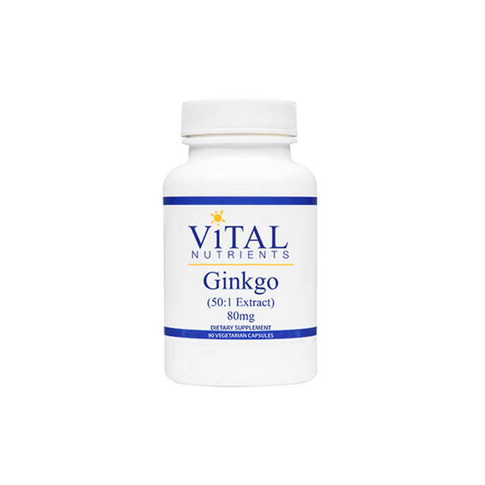 Ginkgo 50:1 Extract 80 mg 90 vegetarian capsules by Vital Nutrients