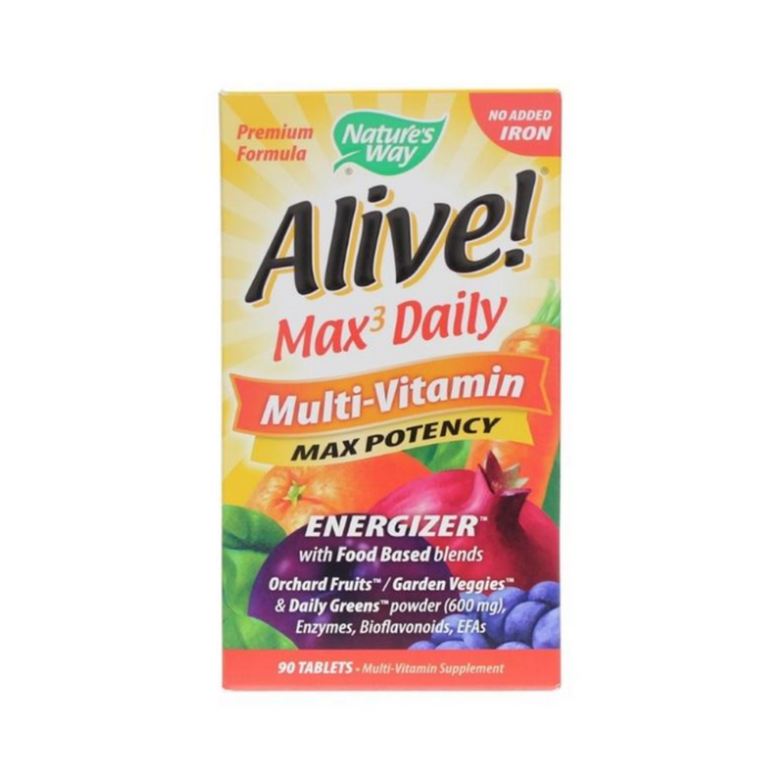 Alive! Max3 Daily Multi-vitamin Max Potency without Iron 90 Tablets by Nature's Way