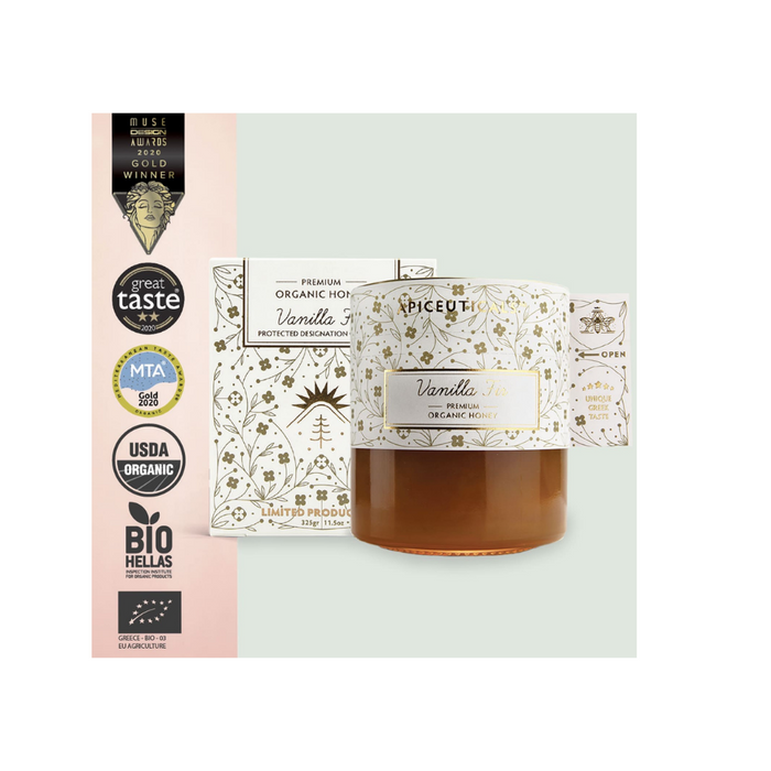 Vanilla Fir PDO Premium Organic Honey 325g by Apiceuticals