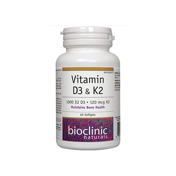 Vitamin D3 & K2 60 softgels by Bioclinic Naturals