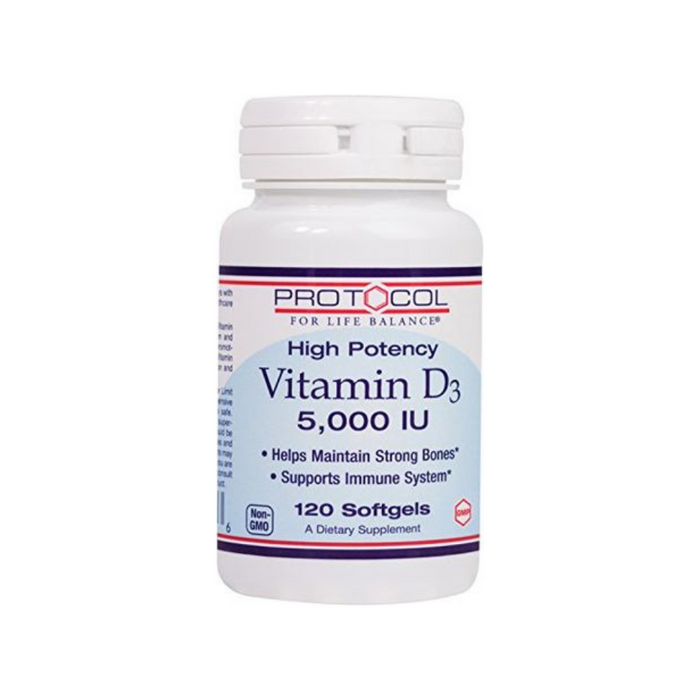 Vitamin D3 5000 IU 120 softgels by Protocol For Life Balance