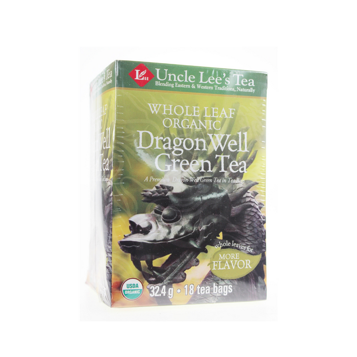 Whole Leaf Organic Dragon Well Green Tea 18 Bags by Uncle Lee's Tea