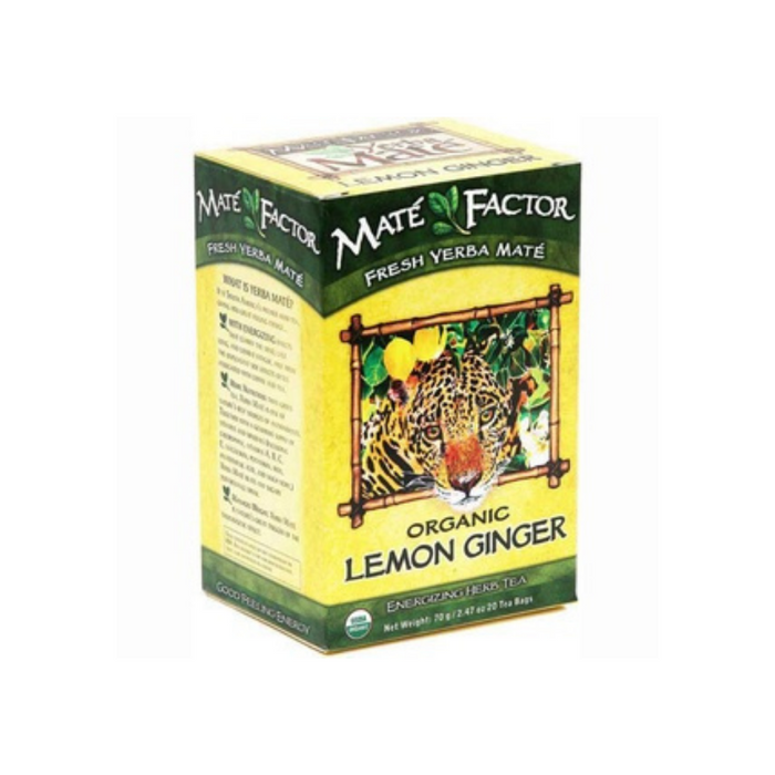 Yerba Mate Organic Tea Box Lemon Ginger 20 Bags by Mate Factor
