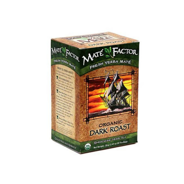 Yerba Mate Organic Tea Box Dark Roast 20 Bags by Mate Factor