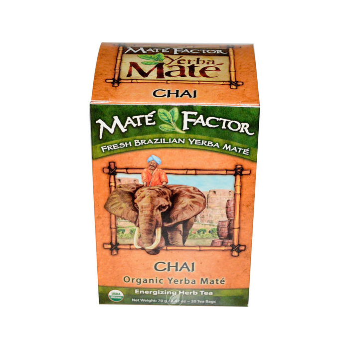 Yerba Mate Organic Tea Box Chai 20 Bags by Mate Factor