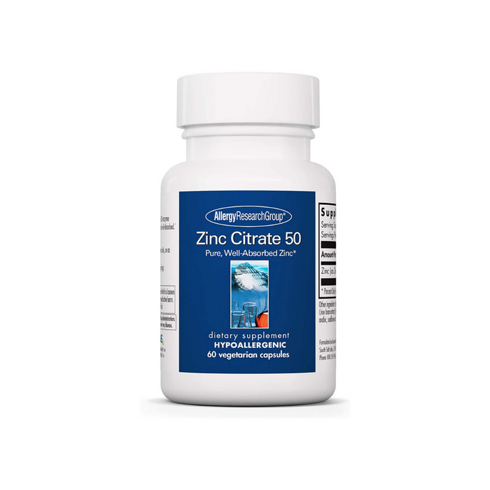 Zinc Citrate 50 mg 60 vegetarian capsules by Allergy Research Group