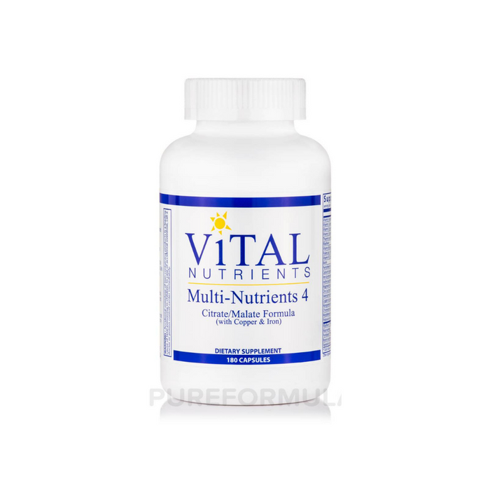 Multi-Nutrients 4 Citrate - Malate Formula with Copper & Iron 180 capsules by Vital Nutrients