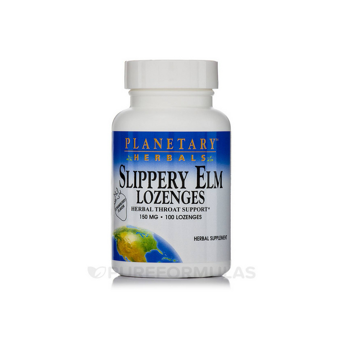 Slippery Elm Lozenges Strawberry Flavor 150mg 100 Lozenges by Planetary Herbals