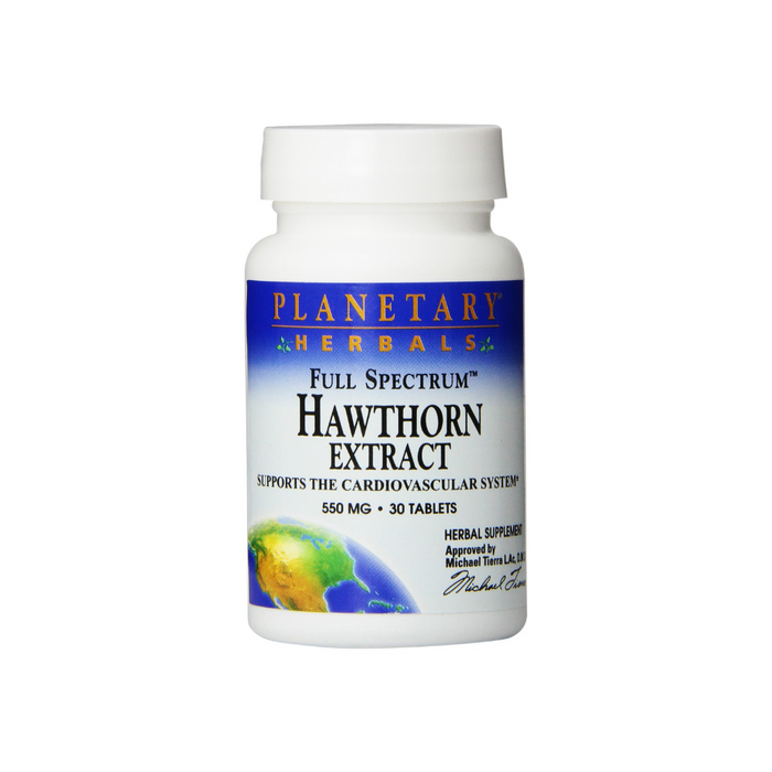 Hawthorn Extract 550mg Full Spectrum Std 9mg Vitexin 30 Tablets by Planetary Herbals