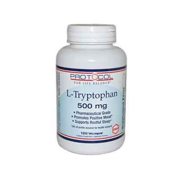 L-Tryptophan 500 mg 120 vegetarian capsules by Protocol For Life Balance