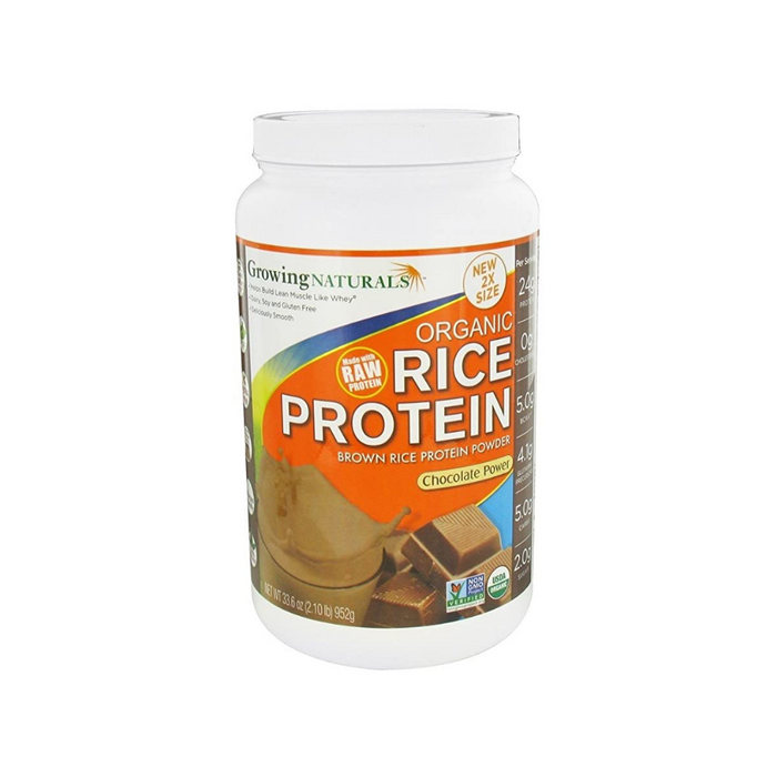 Rice Protein Powder Chocolate Organic 2 Lb by Growing Naturals