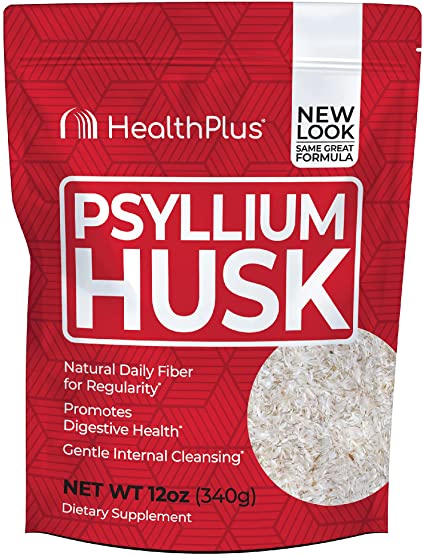 100% Pure Psyllium Husks Plastic Bag 12 oz by Health Plus