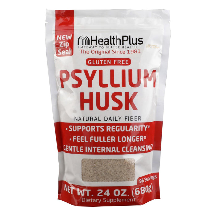 100% Pure Psyllium Husks Plastic Bag 24 oz by Health Plus