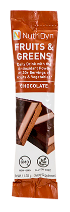 NutriDyn Fruits & Greens TO GO - Chocolate 1 Packet ~10 g by Nutri-Dyn