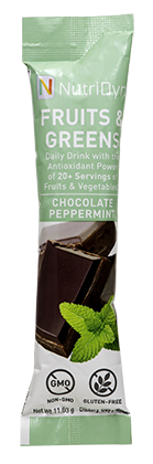 NutriDyn Fruits & Greens TO GO - Chocolate Peppermint 1 Packet ~10 g by Nutri-Dyn