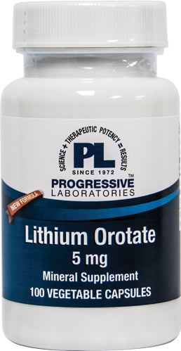 Lithium Orotate 5 mg 100 capsules by Progressive Labs