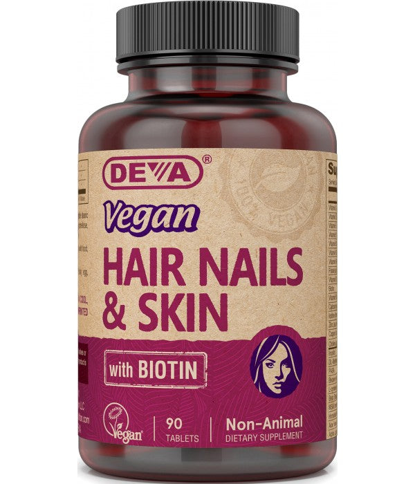 Vegan Hair-Nails Skin Support 90 Tablet by Deva Nutrition