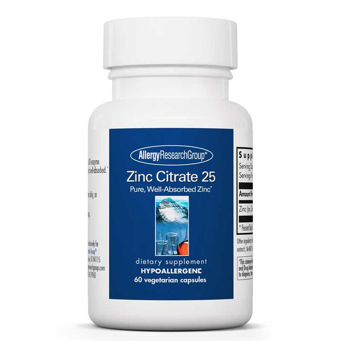 Zinc Citrate 25 mg 60 vegetarian capsules by Allergy Research Group